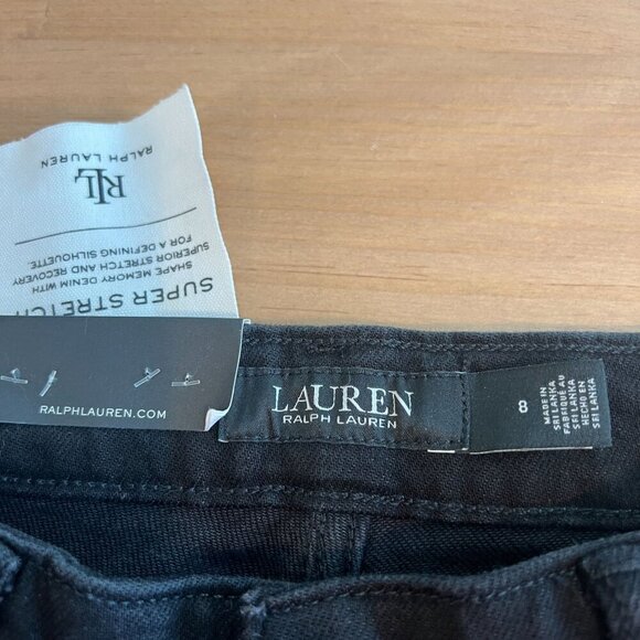 Lauren Ralph Lauren BLACK LABEL Women's Satin-Stripe High-Rise Boot Jeans Sz 8 - Picture 8 of 11